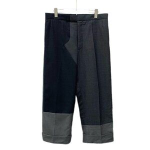 DM0119 Thom Browne Color-blocked wool blend tailored wide-leg trousers